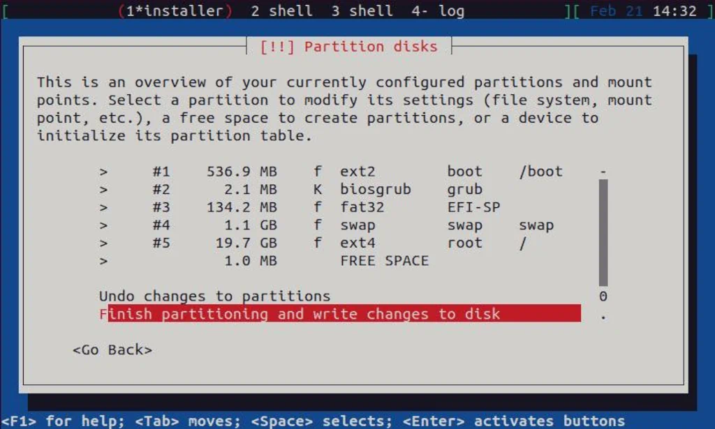 Finalizing Disks in the ncurses Menu